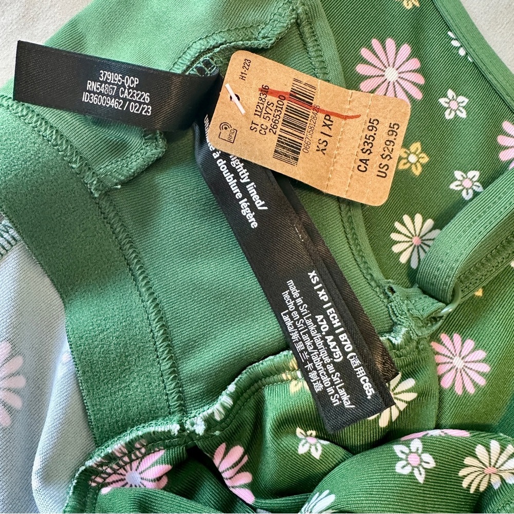 Victoria's Secret PINK Active Sports Bra XS Green Daisy Floral Strappy Back - Picture 10 of 10